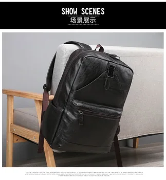 

New Fashion Men's Backpack Business Large Capacity Men Backpack Casual Soft Leather Backpack