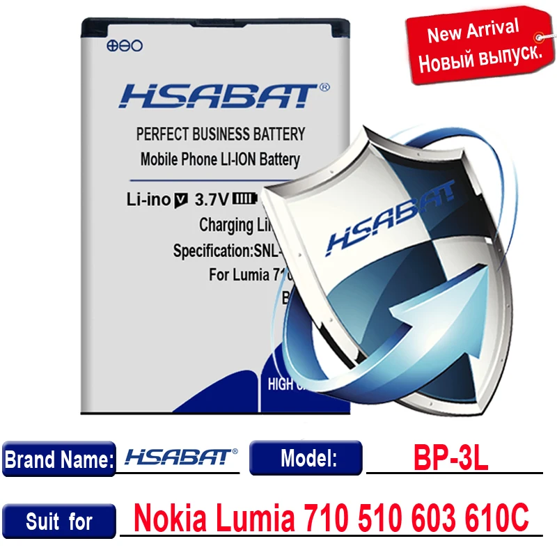 Аккумулятор HSABAT 3100 мАч для Nokia Lumia 710 510 603 610C 900 303 610 3030 505|Аккумуляторы мобильных