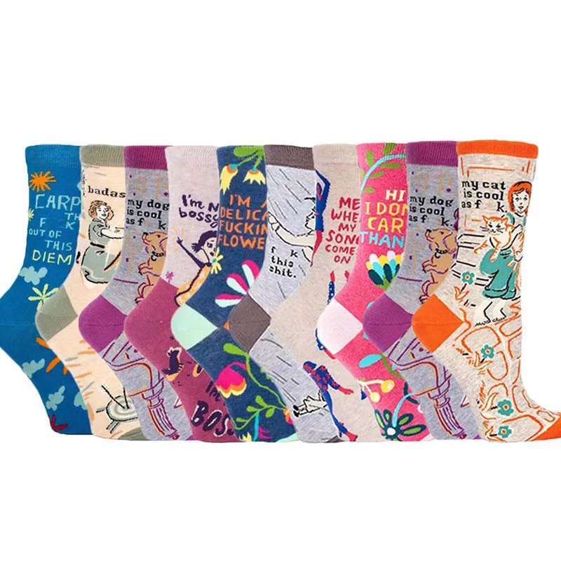 [SOPLCAALCK] Harajuku креативные забавные Женские носочки, японские жаккардовые милые носки с рисунками из мультфильмов, Calcetines Mujer Divertido Skarpetki