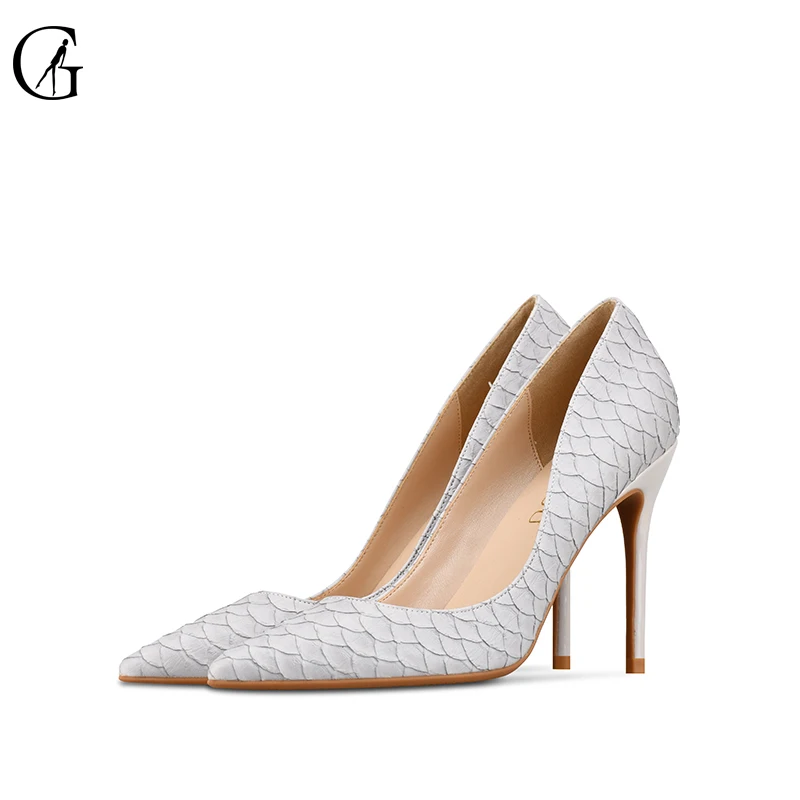 

GOXEOU Women's Shoes Pumps Snake Scales Pattern Embossing Pointed Toe Stiletto High Heels Classic Fashion Dress Pump Size 32-46