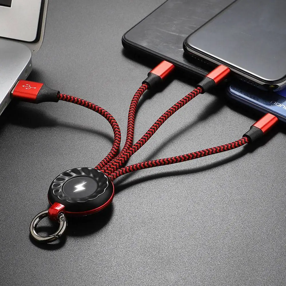 3 в 1 USB кабель для мобильного телефона Micro usb type C кабель для iPhone samsung брелок Быстрая зарядка кабель провод шнур портативный