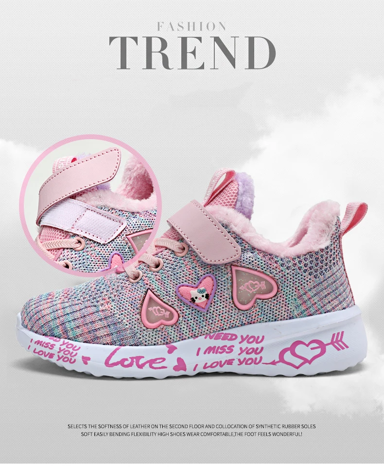 Children Mesh Casual Shoes Girl Sneakers Kids Banner Sport Footwear Kids Shoes for Girl Light Shoes Cute Pink Flat Shoes Winter