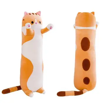 

50Cm Long Cute Creative Cat Plush Pillow Toy Soft Stuffed Doll Pillow Lazy Hug Cushion Pillow Gift Kitten Sleeping Sleeping F3A5
