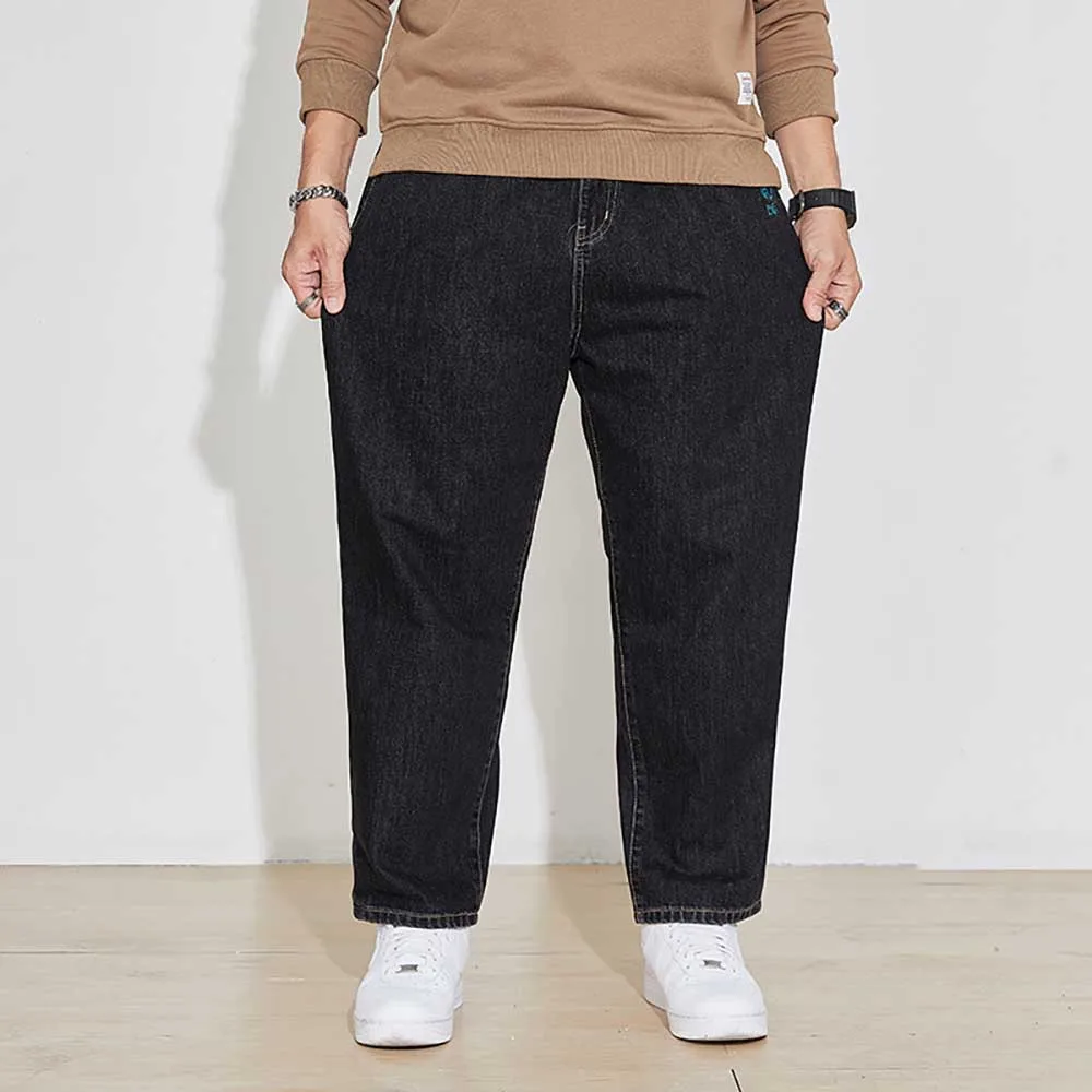 Autumn Baggy Jeans Men Casual Embroidery Denim Strayght Loose Trousers Harem Pants Plus Size Clothing