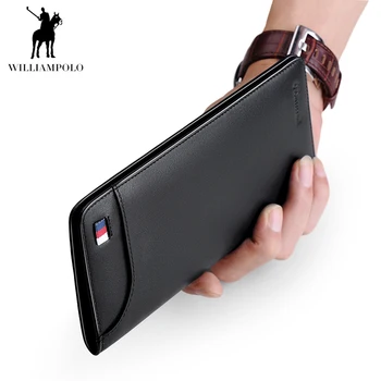 

Long Wallet Men Ultra-thin Credit Card Holder Wallet Slim Thin Leather High Quality Male Purse Luxury Brand New WILLIAMPOLO