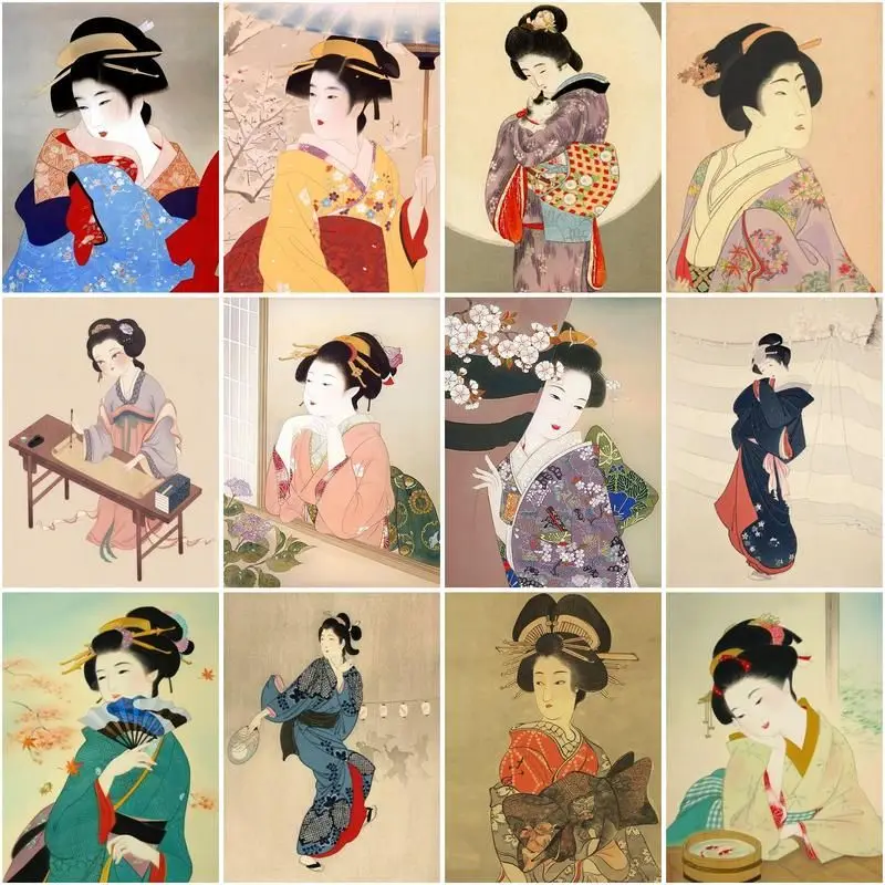 Description Picture 2 of itemGATYZTORY Painting By Numbers Ancient Japanese Women Drawing On Canvas Handpainted Diy Figure Gift Paint By Number Home Decor