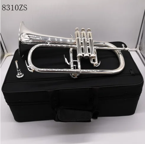 Brand New Professional Flugelhorn 8310ZS Silver Plated With Case Profession Flugelhorns Bb Yellow Brass Bell | Спорт и развлечения