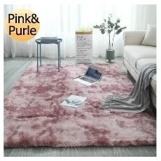Large Size Super Soft Tie-Dye Art Carpet Floor Bedroom Mat Gradient Color Fluffy Area Rug Living Room Carpet Hallway Mat - Color: pink purle