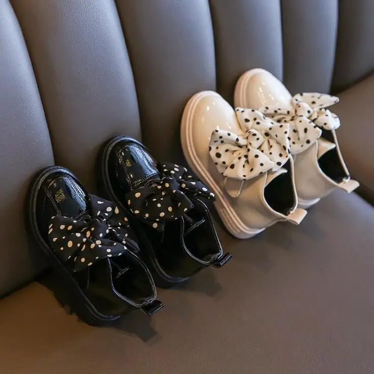 Children Bow Boots Anti-slip Baby Girls Boots Bling Ankle Sport Short Booties Casual Shoes Rubber Boots For Children Fashion