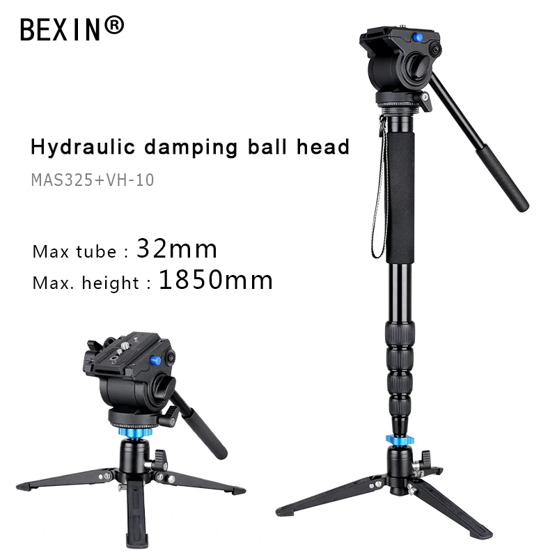 

Professional Camera Adjustable Mount Adapter Monopod With Fluid Head For Manfrotto With Folding Three Feet Support Stand Tripod