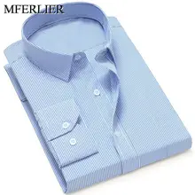 Весна Осень полосатая Мужская рубашка 5XL 6XL 7XL 8XL 9XL бюст 138 см размера плюс свободная Мужская рубашка