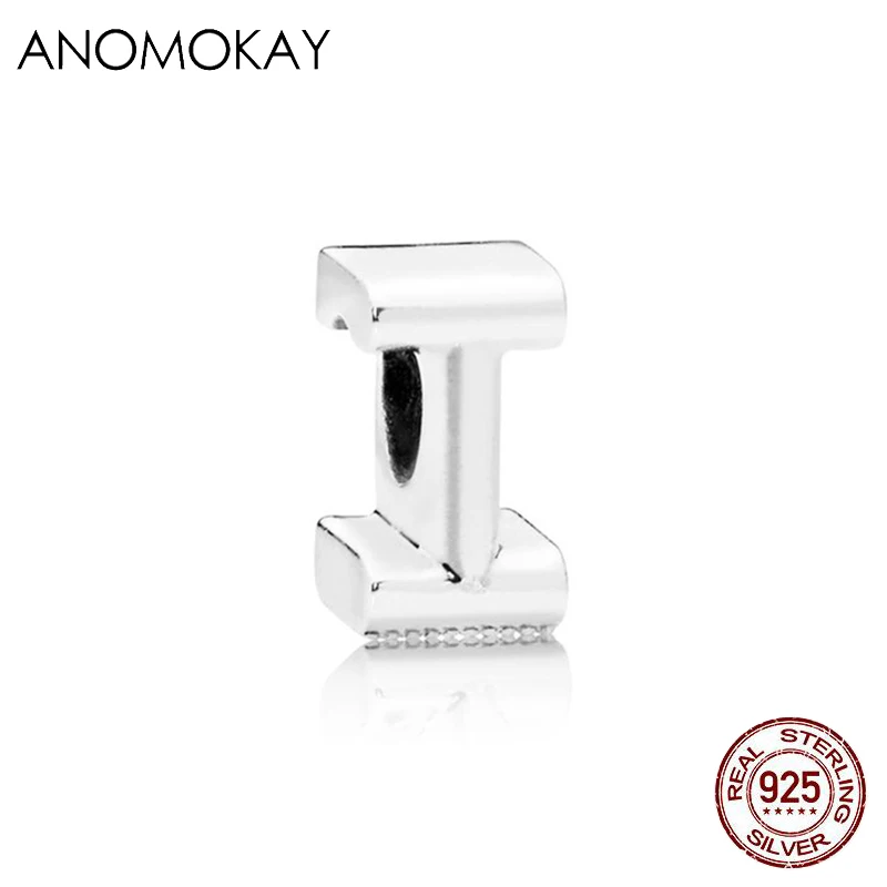 CYZZ4818-ZM-I ANOMOKAY, новинка, 925 пробы, серебро, от A до Z, классика, 26 букв, бусины, амулеты, подходят для браслетов Pandora, сделай сам, изготовление ювелирных изделий - Цвет: CYZZ4818-ZM-I