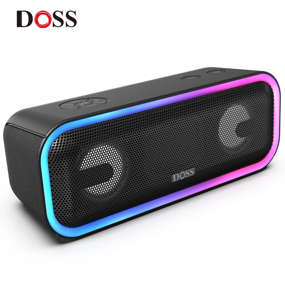 Najtaniej DOSS SoundBox Pro + TWS bezprzewodowy głośnik Bluetooth 24W imponujący dźwięk z głęboki bas mieszane kolory światła prawdziwy dźwięk radia