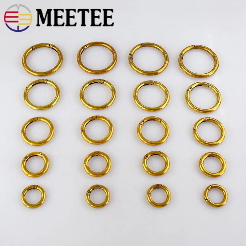 4pcs Metal Spring O D Ring Openable Ancient Gold Round Carabiner Snap Clip Clasp Dog Chain Keyring DIY Bag Parts Accessories
