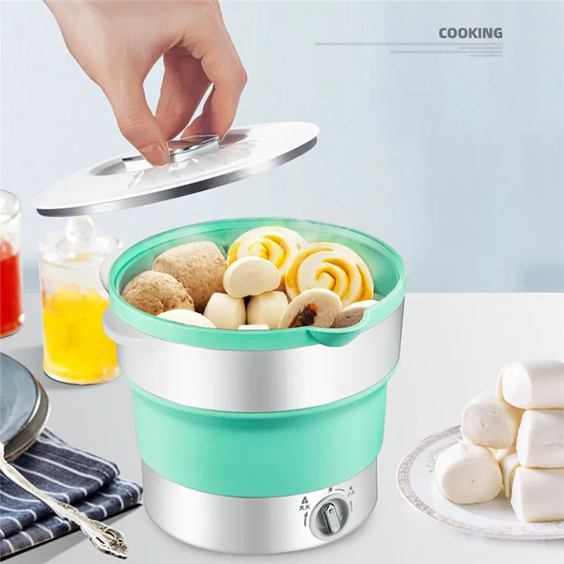 

Portable Folding Hot Pot Electric Cooker Skillet Kettle Heated Food Container mini student dormitory cooking noodle steamer A1