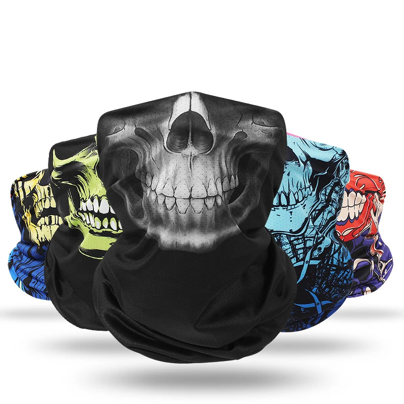 2021 Ice Silk Skull Outdoors Fishing Cycling Sunscreen Scarf Unisex Face Scarf Neck UV Sun Cover Smooth Breathable Sports mens infinity scarf