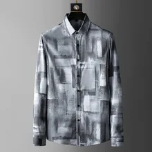 

Streetwear Graffiti Shirts Men's Long Sleeve Shirts Jackets Spring Autumn Fashion Slim Fit Anti-wrinkle Shirt Male Blouse
