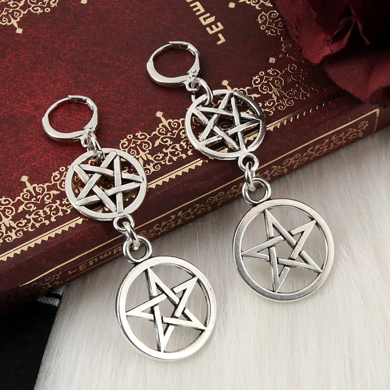 Готические серьги пентаграмма Wiccan ювелирные изделия пятиконечные языческая