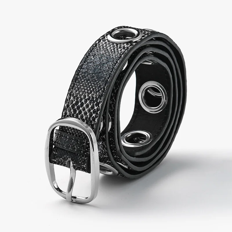 

Men Women Belt New Fashion Oval Buckle Snake Pattern Decorative Jeans Belt Ladies Dress