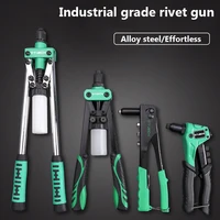 Manual Rivet Gun Set with 4 Sizes of Rivet Heads, Heavy-duty One-handed Rivet Gun Tool for Metal, Plastic and Leather 1