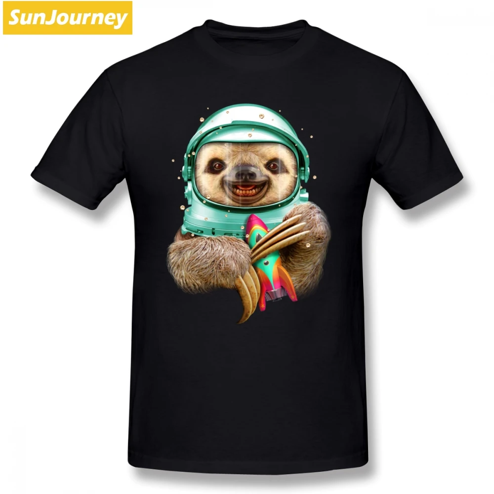 

Space Sloth T Shirt Custom Short Sleeve Clothes For Men New Style Random Big Size Cotton Clothes For Men