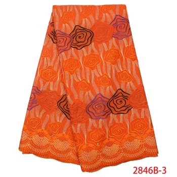 

2019 African Lace Fabric Swiss Voile Cotton Border With Stone Swiss Voile Lace In Switzerland For Women Dresses QF2846B-3