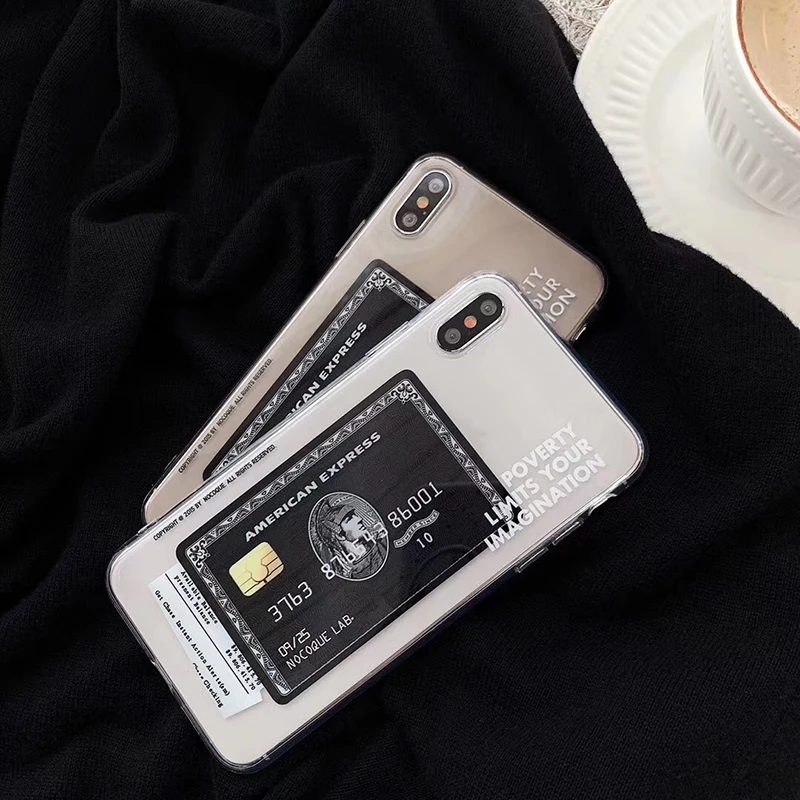 Горячая Распродажа, прозрачный мягкий кремний чехол с отделением для карт American Express для iphone 6 S 7 8plus 7plus 8 X XR XS Max 11 Pro, чехол для телефона