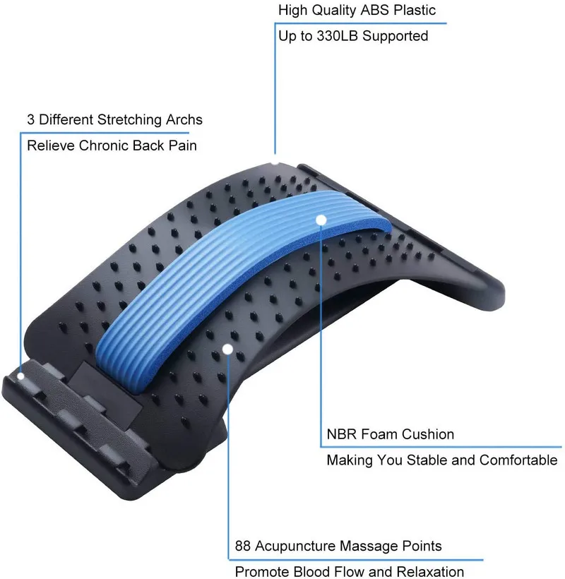 Back Stretch, Multi-level Lumbar Back Equipment Massager Magic Stretch for Pain Relief, Relaxation Spine Stretching Device