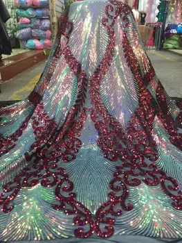 

High Quality Sequins Lace Fabrics 2020 Latest African Sequence Lace Fabric for Bridal Lace Nigerian Net Lace Fabric YY23833