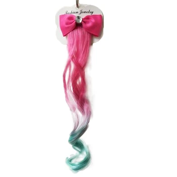 

Children's Handmade Bowknot Color Wig Hair Clip Wig Ponytail Wave Volume Big Wave Seamless Hair Extension Hairpin