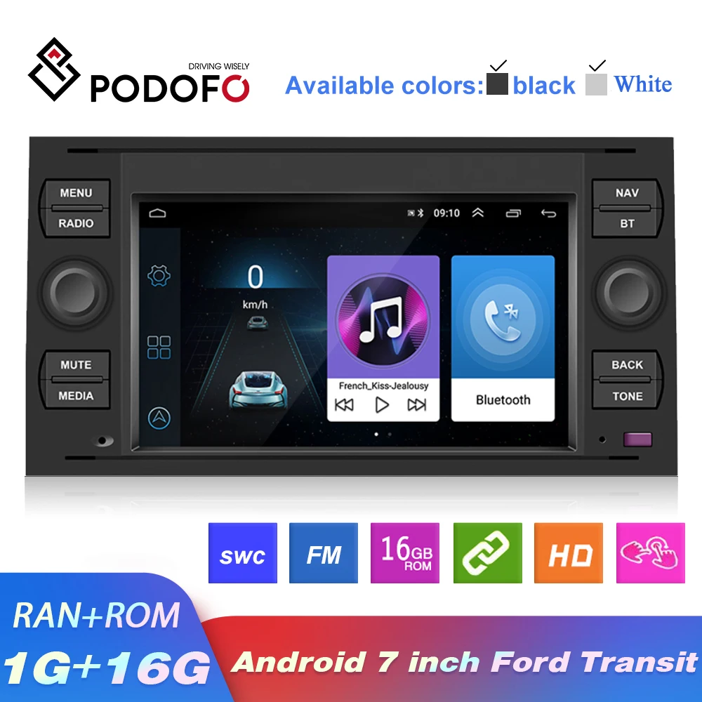 Автомобильный мультимедийный плеер Podofo 2 Din Android 9 0 GPS DVD Wi Fi 7 дюймов стереоприемник для Focus Galaxy Mondeo Kuga C Max S