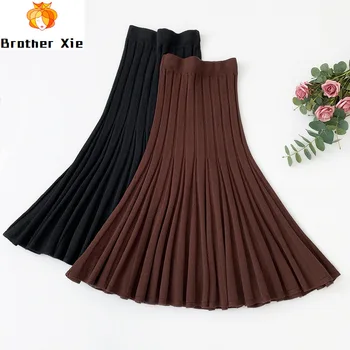 

Women Autumn 2020 Knitting Sexy Skirt High Waist Slim Body Vintage Women Winter Long Skirt Faldas Jupe Femme Saia