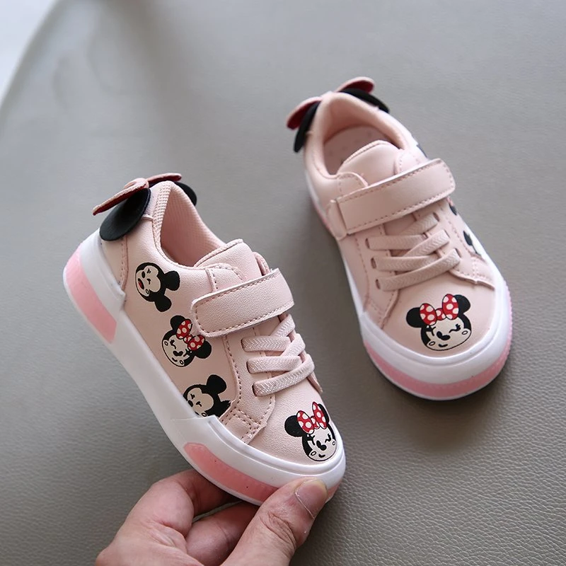 Disney zapatos informales Minnie y Mickey niña, zapatillas transpirables de suave para bebé, novedad otoño|Zapatillas deportivas| - AliExpress