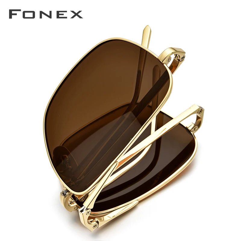 FONEX чистый титан поляризованные солнцезащитные очки Мужские Складные классические квадратные солнцезащитные очки для мужчин новые высококачественные мужские оттенки 839