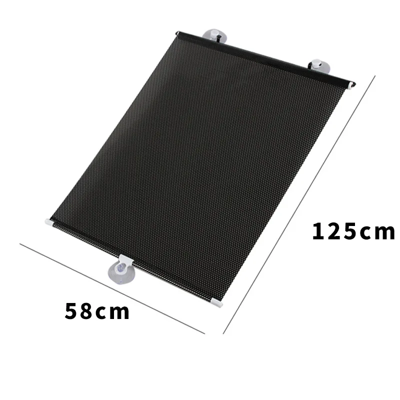 58x125cm Автомобильный солнцезащитный козырек, занавеска на заднее боковое окно, переднее/заднее лобовое стекло, Солнцезащитный блок, мигает, черный чехол, присоска, универсальные автомобильные аксессуары - Цвет: 58x125cm