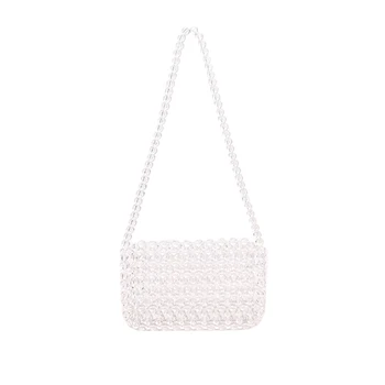 

ASDS-Handmade Transparent Beaded Bag Woven Bag Shoulder Bag Acrylic Plastic Slung Shoulder Bag