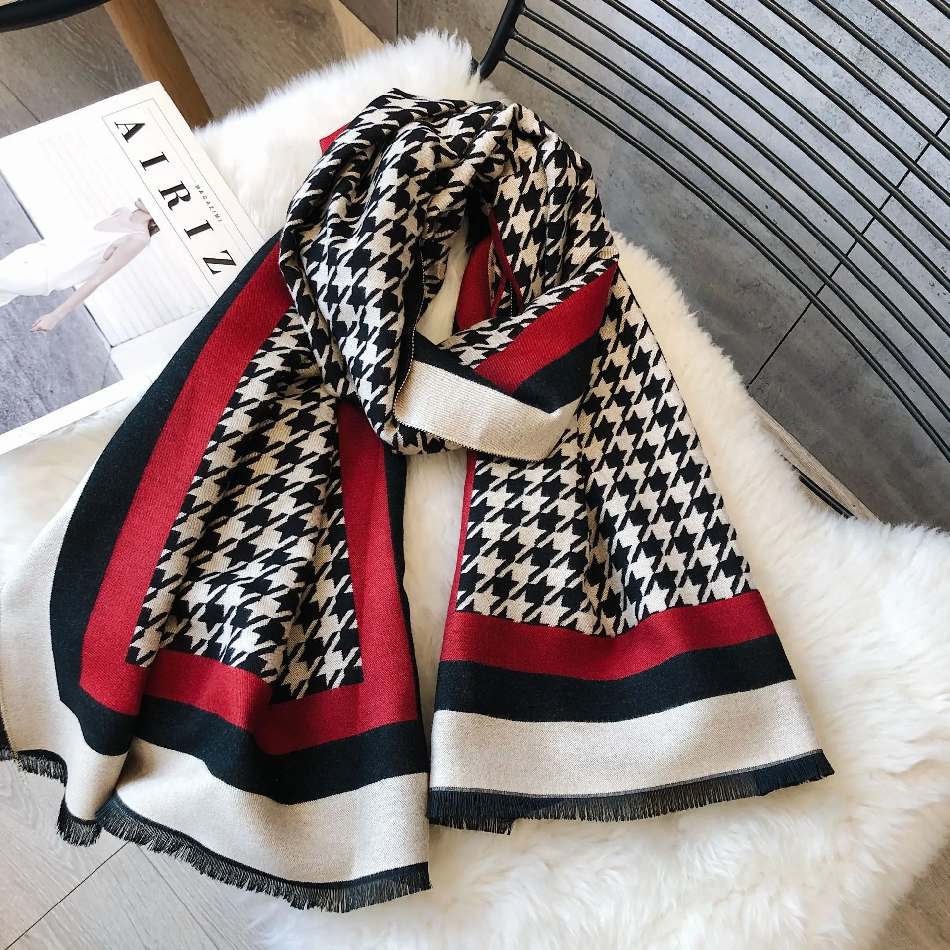 Cashmere Scarfs for Women Swallow Gird Double Sides Warm Thick Winter Shawl Female Ladies Pashmina Neck Scarves Blanket Plaid 2023 new thickened warm scarf for women winter cashmere scarf brand pashmina shawls wraps female blanket scarves for ladies