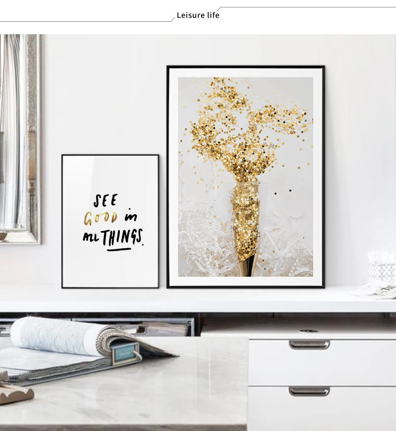 Золотой абстрактный Лист Плакат домашний декор Скандинавская Картина на холсте настенная Художественная печать современный минимализм натюрморт Декор для гостиной