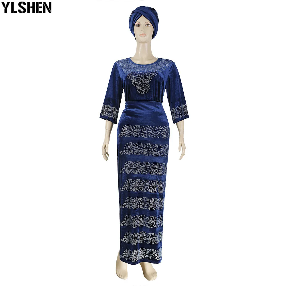 African Dresses for Women 3 Piece Set Dashiki Diamonds Tops Skirt African Clothes Bazin Broder Riche Fashion Robe Africaine Femme 10