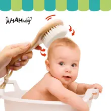 Brosse à cheveux en bois naturel pour nouveau né, brosse à cheveux en laine douce, masseur à tête ronde pour bébé, brosse de bain Portable pour enfants, garçons et filles 