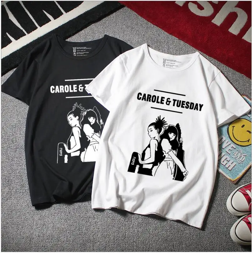 Японское аниме CAROLE& TUESDAY косплей костюм футболка с коротким рукавом Футболка Модные летние мужские женские повседневные топы