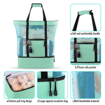 

Outdoor Picnic Tote Food Storage Cooler Bag Lunch Bag for Family Insulated Ice Cooler Bags Beach Tote Food Drink Storage