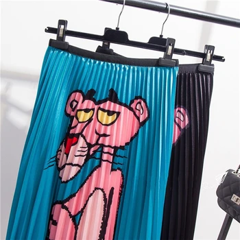 

013 Spring Autumn New-Coming Printing Cartoon Pattern High Street Europen Style Women Skirts High Elastic Quality Skirts