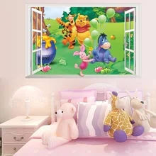 Стиль мультфильм Винни Пух jia chuang детская комната съемная декорация для спальной водонепроницаемый стикер на стену ZY14121S