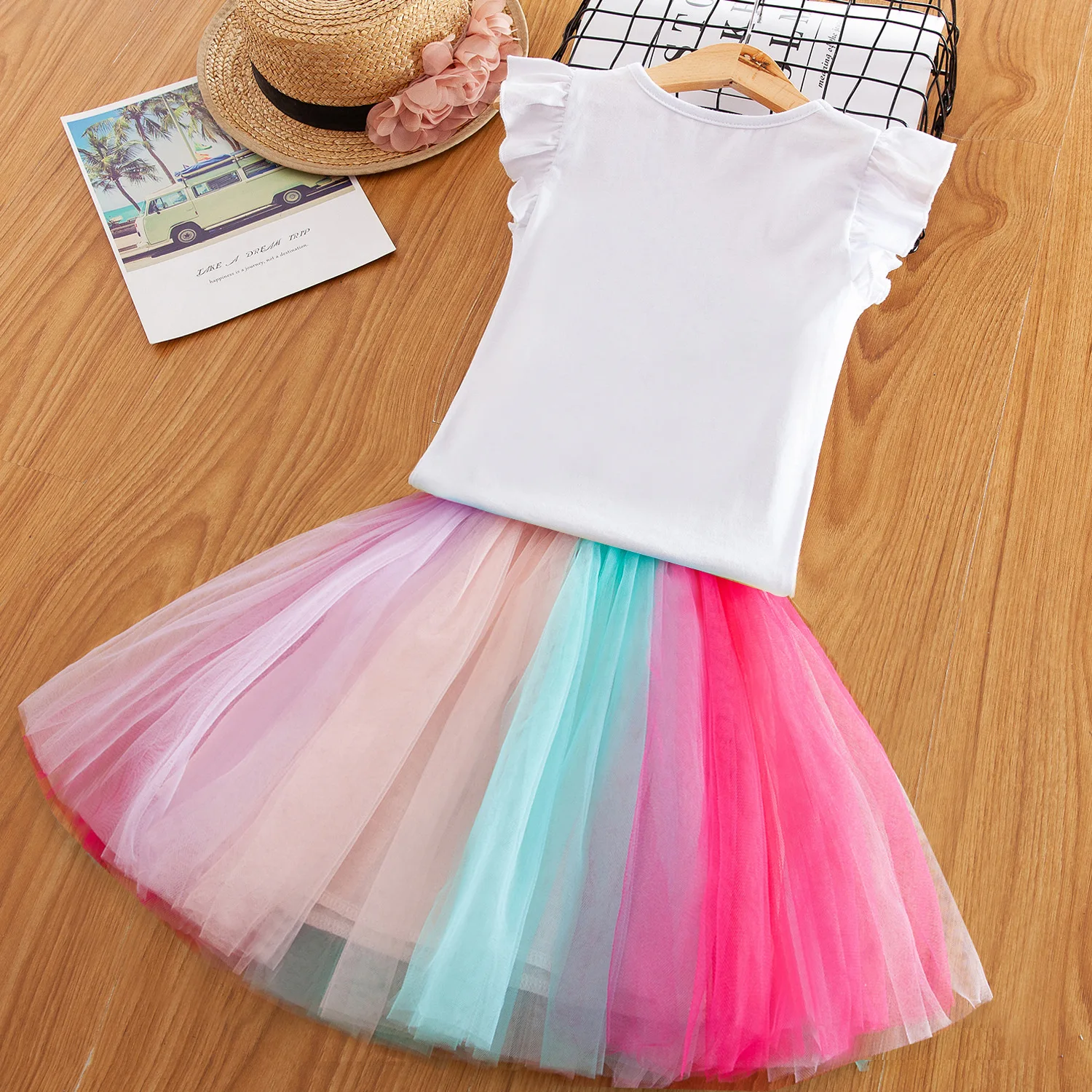 

Children Europe And America Summer Style Girls Baby Sleeveless Unicorn Color Gauze Romper Dress Childrenswear INS