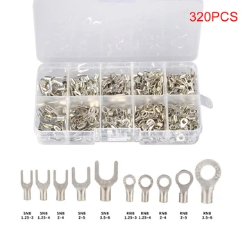 

320pcs OT/UT Multiple Size Brass Terminal 10 in 1 Cold Heat Resistance Corrosion Resistant Terminals for Cable Wire