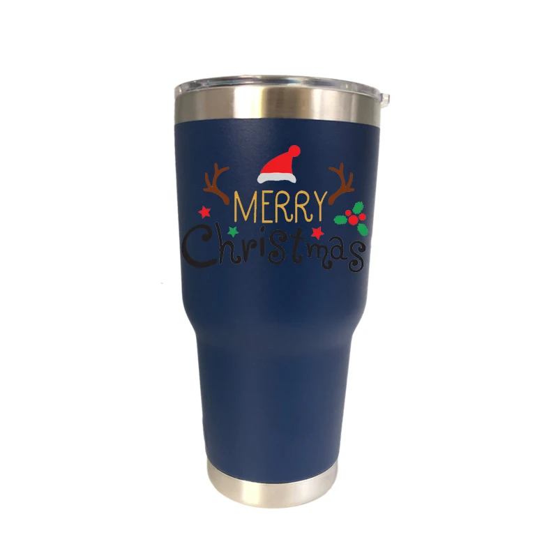 30 oz dark blue Рождество 30 унций стакан дорожная Автомобильная кружка Изолированная вакуумная фляжка термос из нержавеющей стали бутылка для воды холодное или Горячее пиво кофе чашка - Цвет: 30 oz dark blue