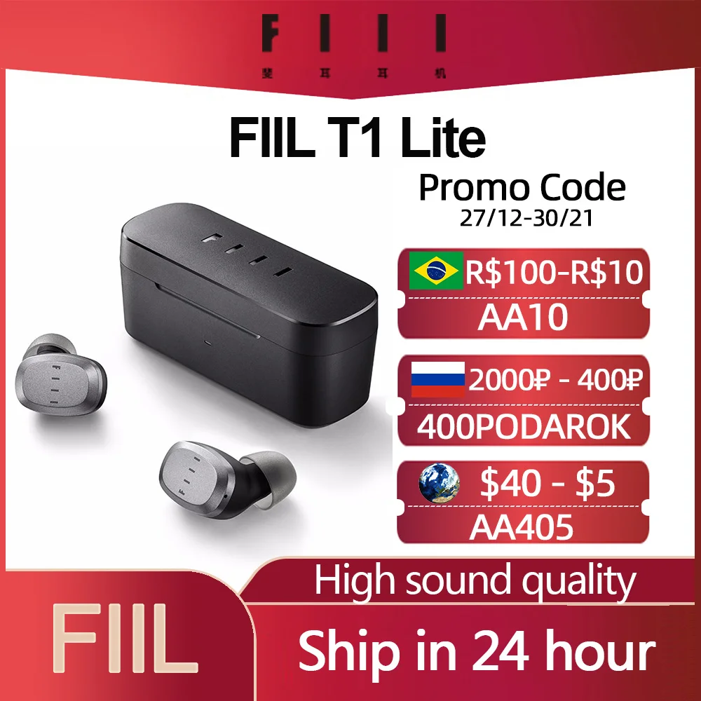 Глобальная версия FIIL T1 Lite TWS Bluetooth 5 2 наушники настоящие беспроводные длительный
