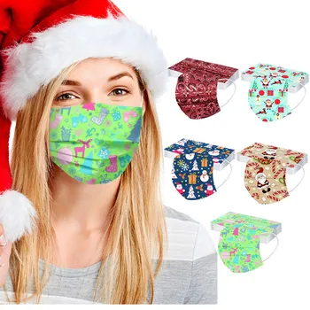 

50pc Mascarilla Adulto Unisex Christmas Cartoon Animal Printed Face Mask Disposable Mascarilla 3 Capas Nonwove Masks Masque