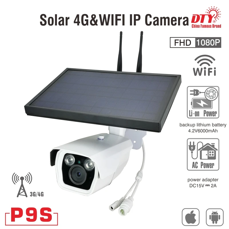DTY 1080p наружная беспроводная 6 Вт Солнечная энергия secur ip камера WIFI|Камеры
